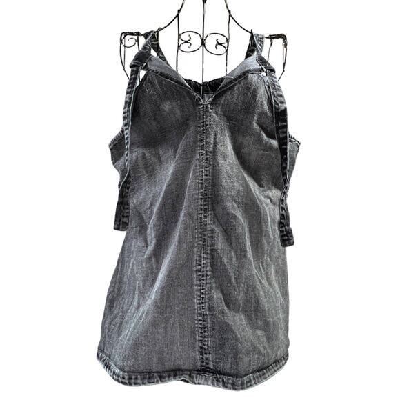 Unknown Tops - Ladies Black Denim Summer Halter Tank Top Back Ties Size Small